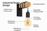 Retro black wall sconce with minimalist design